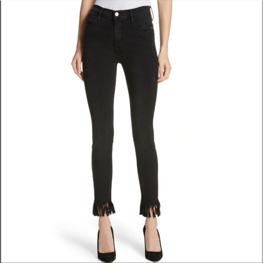 Frame Le High Straight Fringe Hem Jeans Size 26‎